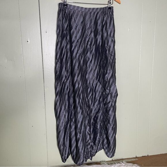 Hanna for La‎ Journee Lagenlook Metallic Stripe Satin Bustled Skirt Size 3 - Picture 1 of 7